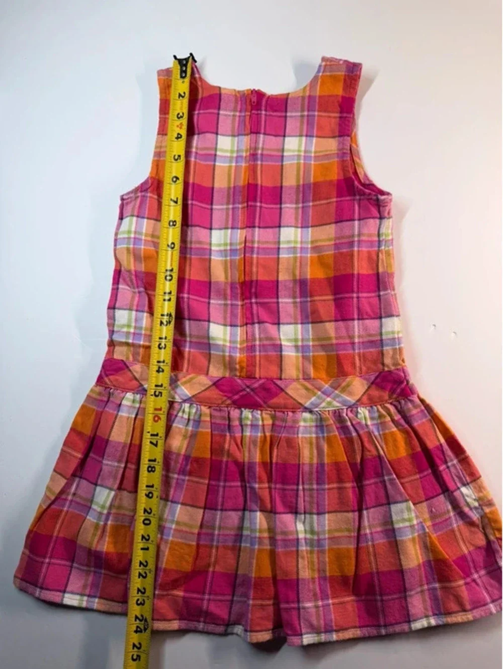 Gymboree Girls Size 5 Pink Orange Plaid Drop Waist Dress 2011